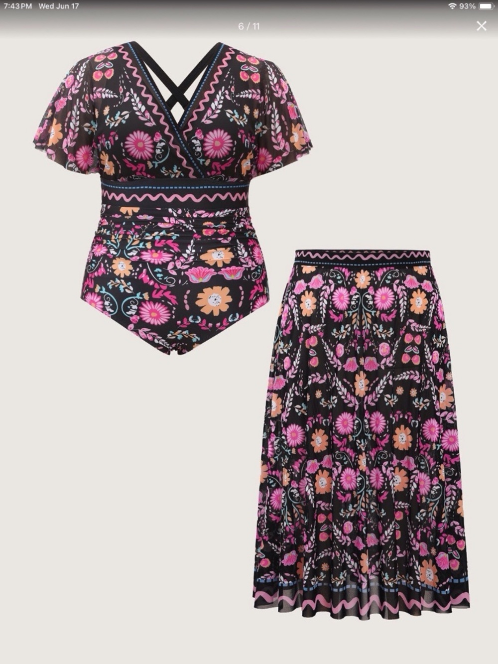 BLOOMCHIC NWT One Pice Swimsuit With Long Skirt Size 18/20